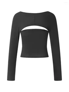 Mulheres camisetas Mulheres Y2K Bolero Crop Tops 2 Peça Slim Fit Manga Longa Encolher Sem Mangas Tubo Primavera Outono Saindo Streetwear