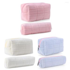 Cosmetic Bags 2pcs Small Makeup Organizer Bag Zipper Plush Toiletry Organiser Pouch Soft Women Cute Valentines Day Gifts