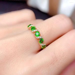 Klusterringar chic liten grön kristall smaragd ädelstenar diamanter för kvinnor guldfärg juvelery bijoux bröllopstillbehör trendiga gåvor