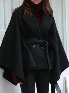 Mischungen Frauen Winter Poncho Femme schwarzer Cape Cape Plus Size Cloak Ponchos und Capes Poncho Feminino Inverno Cape Femme Ponczo Jacke