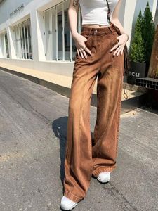 Kadınlar kot guuzyuviz retro retro gündelik baggy kadın y2k sokak kıyafeti gevşek denim pantolon moda vintage tam uzunlukta bacak pantolon