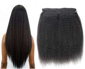 Factory Whole Kinky Straight Clips In Brazilian Human Hair Extensions 8pcsSet Coarse Yaki Clips Ins Hair Extensions Remy 18q2724310