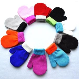 Männer Westen Baby Handschuhe Für 1-4Y Kinder Winter Warme Patchwork Gestrickte Fäustlinge Kindergarten Student Volle Finger Stricken Kinder