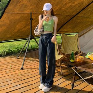 2023 Nya designer Jeans Style Straight Ben Löst montering Spring och Autumn High Jeans Womens midjade bantning och droppande breda ben Mop Pants Loewee Jeans640n