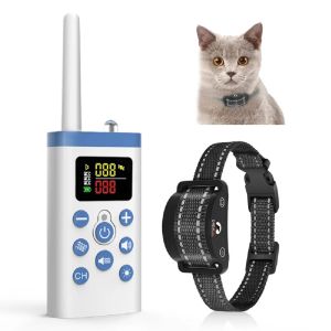 Repellents Remote Cat Anti Meowing Collar, 2 In 1 Cat Automatic Stop Meow Trainer, Cat Stop Bark Collar, Black/Pink Reflective Collar