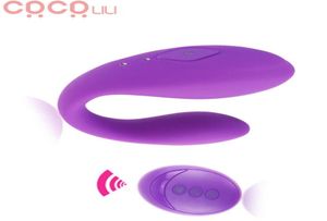 Silenzioso doppio motore a forma di U G Spot vibratore telecomando senza fili vibratori del clitoride stimolazione giocattolo del sesso per le donne coppia gioca MX193837895