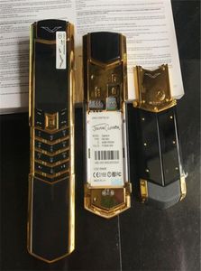 Unlocked Luxury Gold Classical Signature Slider Dual Sim Card Mobiltelefon Rostfritt stål Body Bluetooth 8800 Metal Ceramics Cell6833839