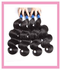 Malaysiska fyra buntar kroppsvåg rakt jungfruligt mänskligt hår 4 bitar slot hår wefts obearbetade hårprodukter naturlig färg3450541