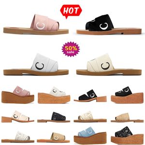 Hochwertige Designer-Fell-Sandalen, Chlos-Hausschuhe, Woodys, flache Mules, bestickte Leinen-High-Heel-Sandale, OG Espadrille-Keilplattform für Damen-Slider-Schuhe