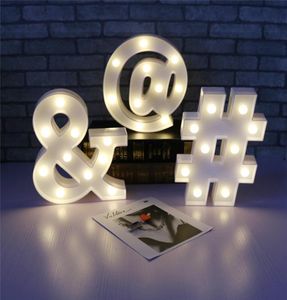 LED LED Nocne światło światła ściany wewnętrzne Dift Dift White Plastic Letter Znak Lampa alfabetu Symbol Noc Light2106770