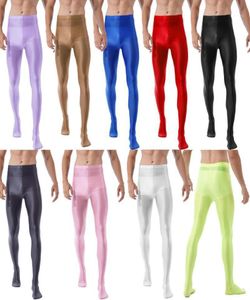 Calças masculinas homens moda bainha brilhante meia-calça baet dança yoga leggings treinamento fitness treino calças esportivas tights9505467