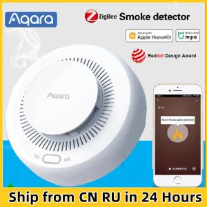 Kontrola Aqara Smart Smoke Detector Zigbee Fire Alarm Monitor Dźwięk Ustrzenienie do zabezpieczenia zabezpieczenia Pilot zdalnego sterowania przez Mijia Mihome HomeKit