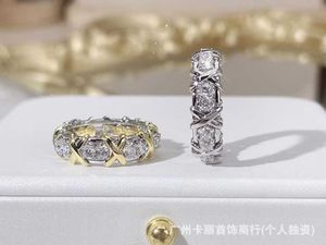 Designer Brand TFF 16 Stone Cross Diamond Ring Instagram Coppia 18K Gold Luxuria premium e squisito per le donne