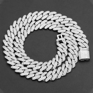 Gzys Jewelry Drop Shipping 925 Prata Esterlina 14mm Colar de Diamante Hip Hop Cuban Link Chain Iced Out