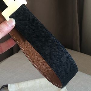 belt 38MM real calfskin made of titanium steel gold-plated brushed process can be used on both sides 5A T0P factory direct sales print your name 001