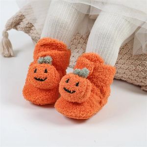 Boots Infant Halloween Booties Soft Baby Pumpkin Santa Winter Warm Fleece Slippers Snow Crib Shoes