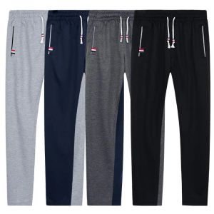 Calças masculinas moletom plus size joggers respirável calças de pista cintura elástica esporte casual calças baggy fitness ginásio roupas