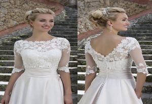 Nova colher pescoço 34 mangas v voltar nupcial casamento rendas applique jaqueta branco marfim envolve encolhe os ombros bolero personalizado made2257639