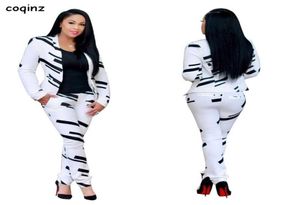 Plus Size Donna Due pezzi Club Outfit Sexy Set 2 pezzi Tuta da donna Top e pantaloni Set coordinati Abbigliamento donna 1260 T2007067629911