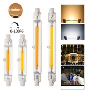 Lampadina LED dimmerabile R7S Tubo di vetro COB 78MM 6W 118MM 10W Sostituisci la lampada alogena 100W Luce spot di mais COB bianco freddo caldo AC110V 220V7792322