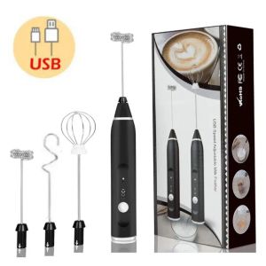 Blender USB Süt Frother Şarj Edilebilir Blender 3 Hızlı Elektrikli Paslanmaz Çelik Handheld Mini Blender İçecek Mikseri Süt Yumurtaları