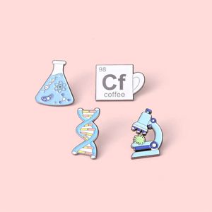 Scientific Experiment Badge, Experimental Bottle, Gene Chain Microscope, Metal Souvenir Pin, Brooch, Flower Brooch