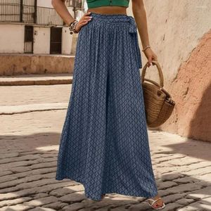 Women's Pants High-waisted Sporty Wide-leg Bottoms Stylish Lace-up High Waist Wide Leg Culottes For Women A-line Printed Ankle Length