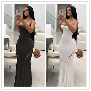 2024 Designer Sexy Maxi Dresses Women Spring Spaghetti Straps Bodycon Maxi Dress Elegant Evening Party Dress Clubwear Bulk Wholesale Clothing 10705