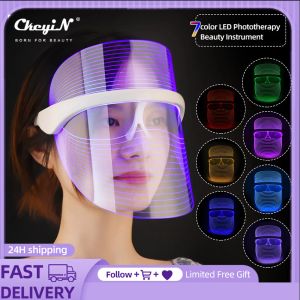 Scrubber Ckeyin 7 colori maschera LED viso terapia della luce cura della pelle mesoterapia antietà antirughe viso radiofrequenza maschera elettrica45