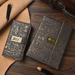 200 Pages A5A6 Code With Lock Diary Book Notepad Agenda Planner European Style Retro Notebook Simple Hand Account Journal 240223