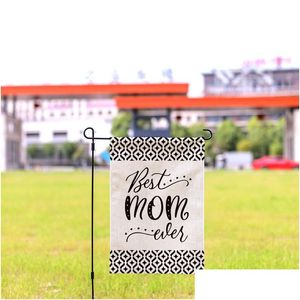 Bannerflaggor Happy Mothers Day Mommy Madre Garden Flagg Bästa mamma dekoration Courtyard Yard Linen Material P270 Drop Delivery Home Garde Dhdyv