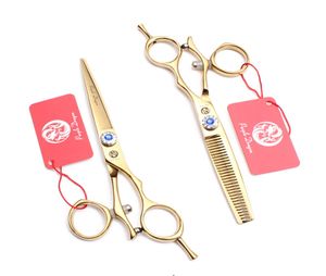 55039039 16cm Titanium Purple Dragon Gold Swivel Handle Cutting Shears Thunning Scissors Frisör Sessors Professional5770303