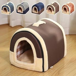 Foldable Dog House Kennel Soft Pet Sleeping Bed Tent Four Seasons Cat Indoor Cave Sofa Puppy Nest Basket Supplies 240220