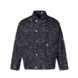 2024 Men designer Coat Jacket Panelled Denim fabric sky full stars flower tie dye printing long sleeve women Black Dark Blue M-XL