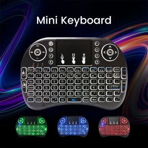 Клавиатуры i8 мини -беспроводная клавишная подсветка английская русская 2,4G воздушная мышь с удаленной сенсорной панель