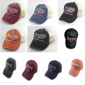 10 kolorów Trump Hats 2024 Biden Summer Net Peak Cap USA Wybory prezydenckie czapki baseballowe umyte bawełniane słoneczne kapelusz DB652