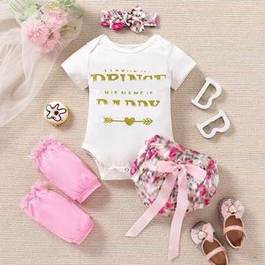 Baby Girl Internet Celebrity Style Lato 2023 Dzieci noszą nowe ubrania dla niemowląt Czteroczęściowy zestaw dla niemowląt i dziewcząt