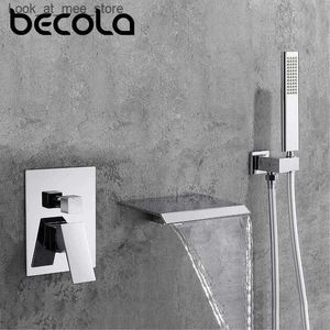 Bathroom Sink Faucets Brass Black Shower Set Bathroom Faucet Wall Mounted Rainfall Shower Head Diverter Mixer Handheld Spray Set Bathroom Faucet Q240301