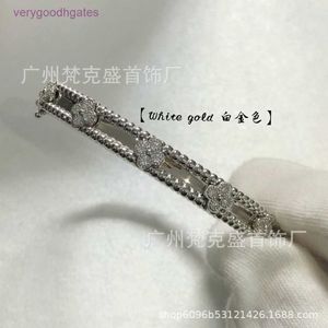 Designer Van cl-ap V Gold High Edition Fanjia Kaleidoscope Narrow Bracelet for Women Thick Plated 18K Rose Full Diamond Clover ZC1T