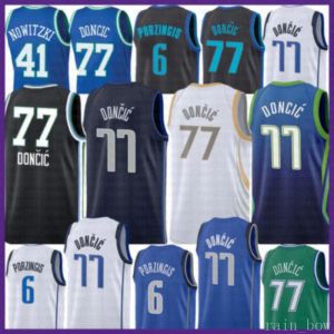 Sale cheap New Luka Basketball Jersey 77 Doncic Mens Kristaps 6 Porzingis Mesh Retro Dirk 41 Nowitzki Youth Kids Purple