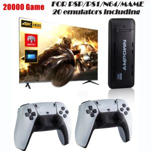 Consoles 2022 Novo jogo de TV Stick com dois controladores sem fio 2.4G 128GB 20000 Retro Video Games Console Gaming Player GameBox para PSP PS1