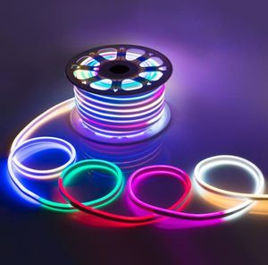 AC 110240V Flexible RGB LED Neon Light Strip IP65 Multi Color Changing 120LEDsm LED Rope Light Outdoor Remote Controller Pow9921006