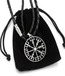 Whole 100 Fashion Men039S Viking Vegvisir Compass Wiselant Norse Nordyc Nordyc Pirate Wison Naszyjnik Viking Oryginalna skóra J1342248