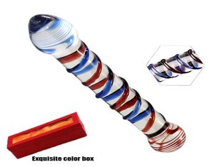 New Colorful Pyrex Glass Dildo Double Ended Headed Crystal Fake Penis Anal Butt Plug G Spot Stimulators Sex Toys For Woman Y2011182826036