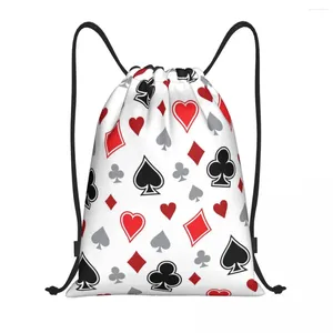 Shopping Bags Casino Poker Chips Pattern Drawstring Bag Women Men Foldable Gym Sports Sackpack Card Storage Backpacks