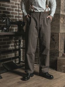 Hosen Bronson Lot 920 Old Time Nadelstreifen-Arbeitshose, Herren-Anzughose im Heritage-Stil