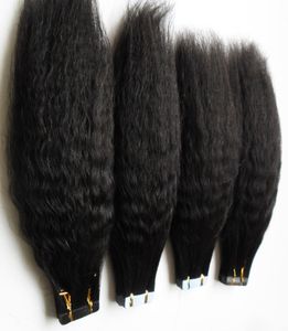 80 pçs fita de cabelo brasileiro remy kinky em linha reta natural trama da pele fita em 100 extensões de cabelo humano grosso yaki 200g5136825