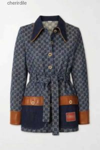Женские куртки Весенняя джинсовая дизайнерская роскошная джинсовая рубашка-пальто с поясом, пальто с поясом 240301