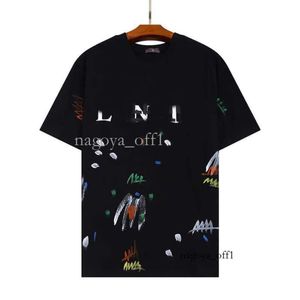 Gal Lavin Mens Designer Camiseta Casual Homem Mulheres Tees Pintados à Mão Tinta Respingo Graffiti Letras Soltas Mangas Curtas Em Torno Do Pescoço Roupas 859 498