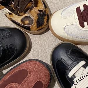 OG designer skor sambaba leopard wales bonner sneakers lång tung häst hår etiska tränare runda tå mäns och kvinnors retro sneakers casual spets upp plattskor